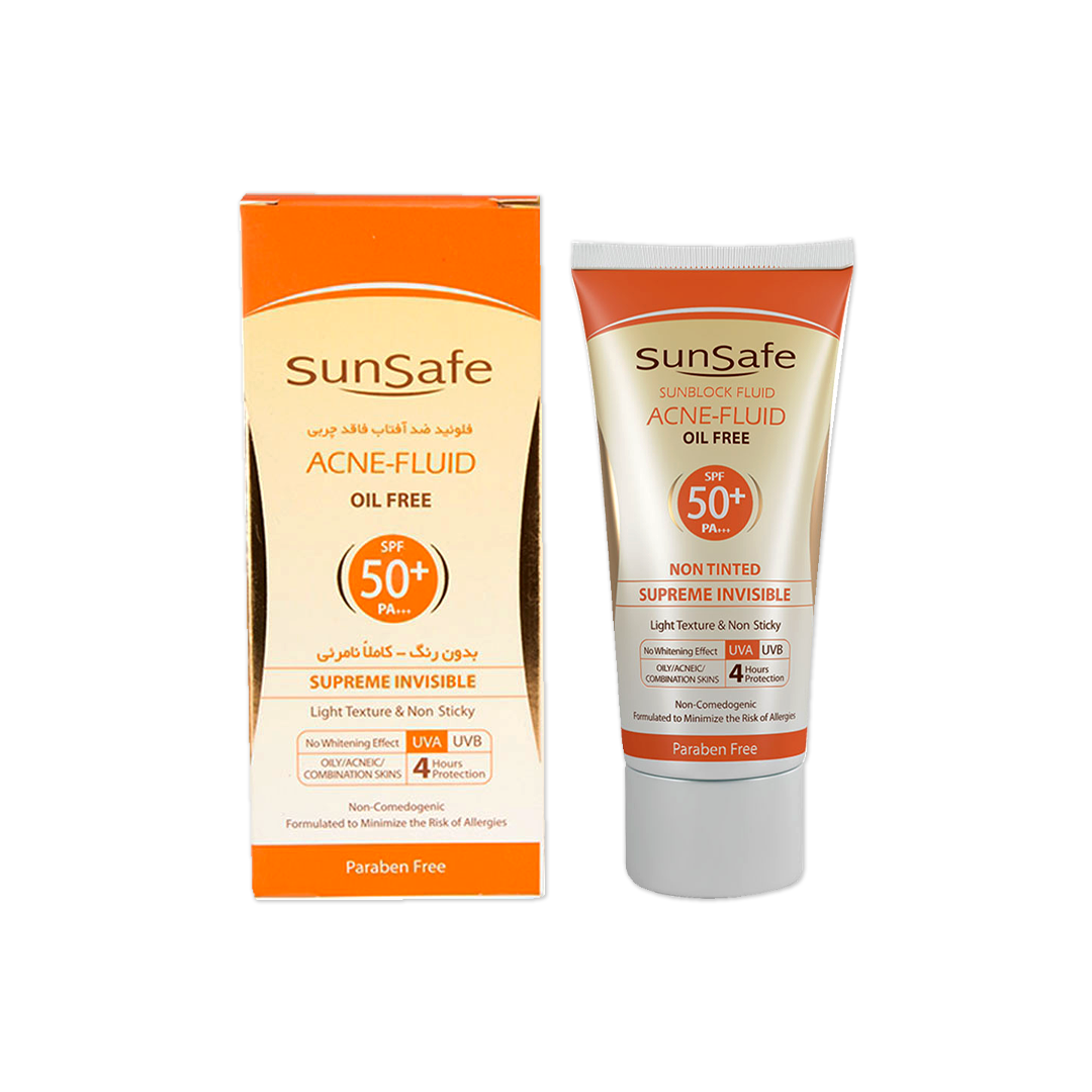 فلوئید ضد آفتاب فاقد چربی با spf50 سان سیف 